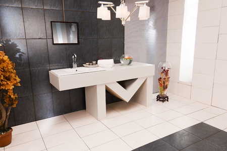 modern bathroom with white interiorの写真素材