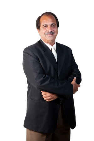 portrait of a happy and confident senior businessman isolated on white backgroundの写真素材