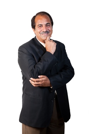 portrait of a happy and confident senior businessman isolated on white backgroundの写真素材