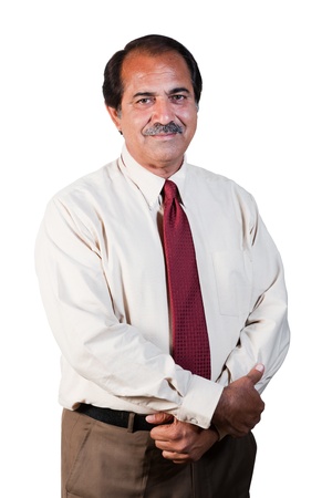 portrait of a happy and confident senior businessman isolated on white backgroundの写真素材