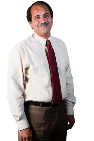 portrait of a happy and confident senior businessman isolated on white backgroundの写真素材