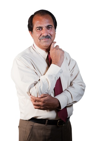 portrait of a happy and confident senior businessman isolated on white backgroundの写真素材
