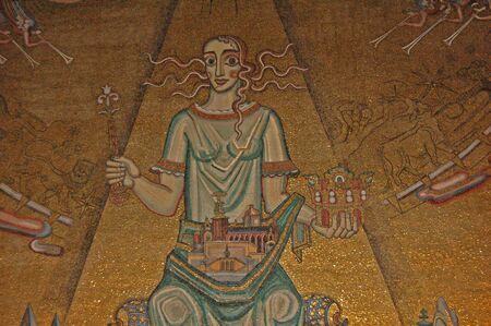 Detail of the mosaic that decorates the Golden Hall in the Stockholm City Hall のeditorial素材
