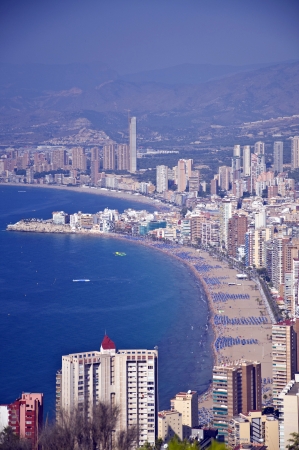 Aerial view of the bay of Benidorm の写真素材