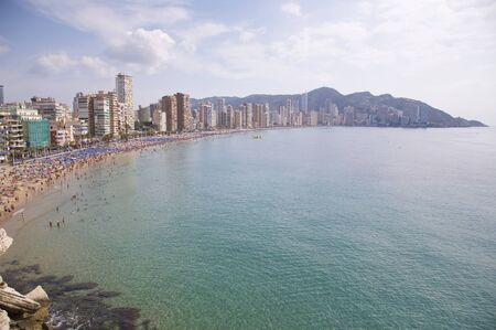 Levante beach in Benidorm full of people during the summerのeditorial素材