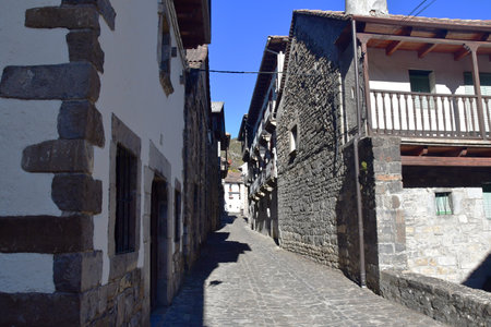 A generic view of the beautiful streets of Anso in the Spain's Pyreneesの写真素材