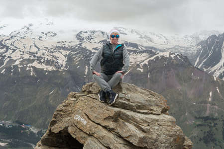 Caucasus / Russia - 22/05/2018 Group of climbers, acclimatization program in the mountains before...