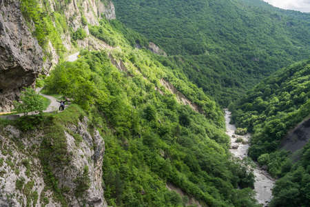 Caucasus / Russia - 22/05/2018 Group of climbers, acclimatization program in the mountains before climbingのeditorial素材