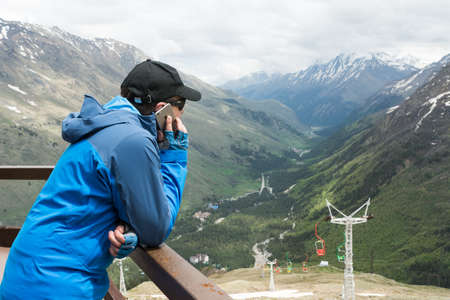 Caucasus / Russia - 22/05/2018 Group of climbers, acclimatization program in the mountains before climbingのeditorial素材