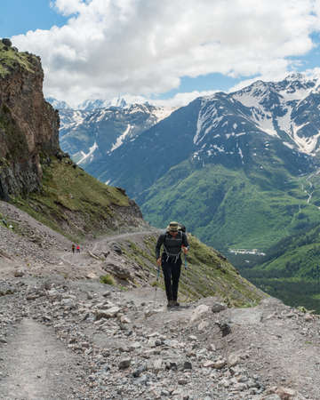 Caucasus / Russia - 02/06/2008 Group of climbers, acclimatization program in the mountains before...