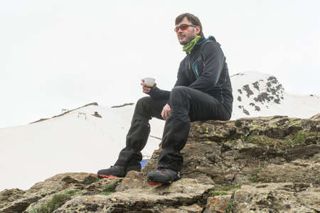 Caucasus / Russia - 22/05/2018 Group of climbers, acclimatization program in the mountains before climbingのeditorial素材