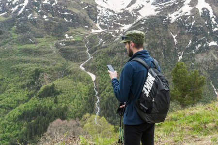 Caucasus / Russia - 22/05/2018 Group of climbers, acclimatization program in the mountains before climbingのeditorial素材