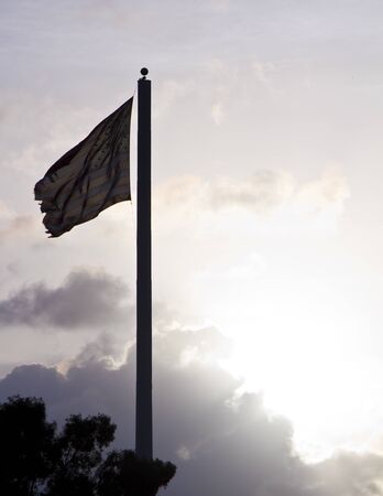 flag at sunset 4th of julyの写真素材