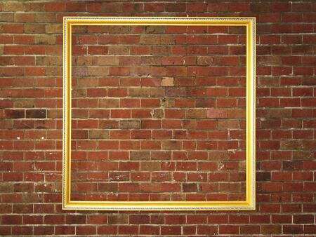 a framed picture of brick wall
