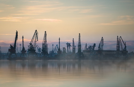 Cargo harbour in city of Varna, Bulgariaの写真素材