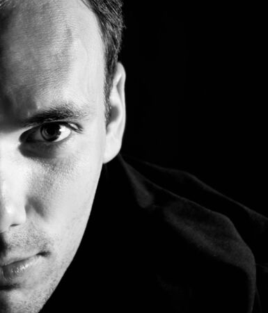 attractive man in black and white