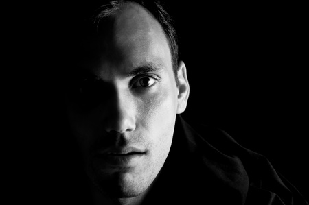 attractive man in black and white