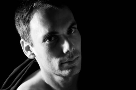 attractive man in black and white