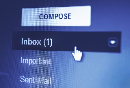 email menu on monitor screenの写真素材