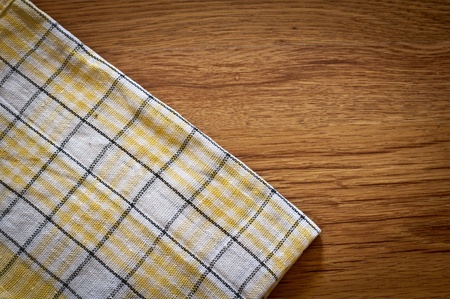 Tablecloth on wooden table backgroundの写真素材