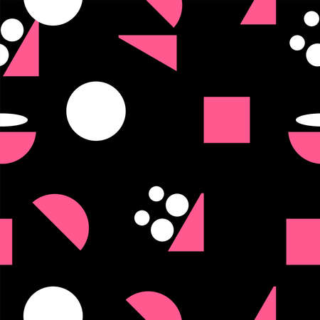 black pink and white memphis seamless pattern free vectorのイラスト素材