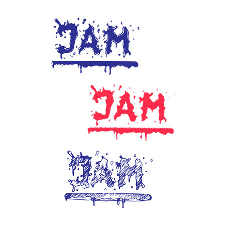 Jam word flowing outside.のイラスト素材