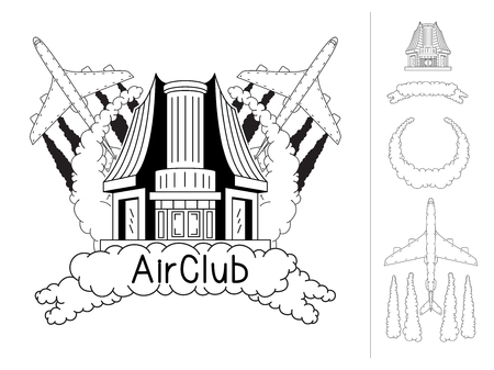 Airport, airplane, pilot school air club emblem EPS 8のイラスト素材