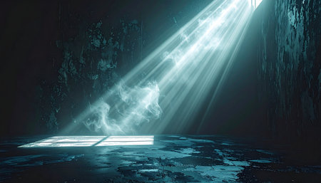 Futuristic light in the dark. 3d rendering image.の素材