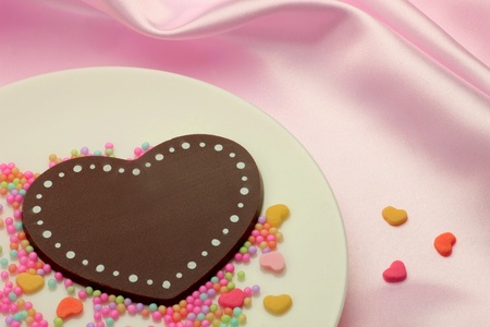 Heart-shaped chocolate の写真素材