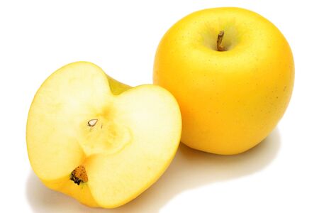 This is called Shinano gold with a Japanese apple.の写真素材