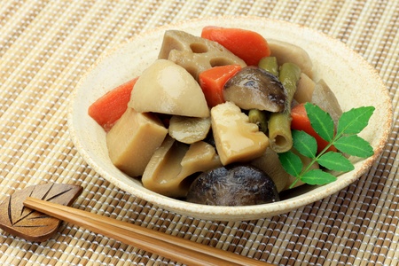 This is a Japanese dish. I stewed various vegetables.の写真素材