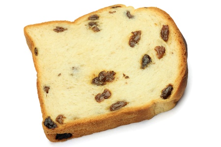 I took raisin bread in a white background.