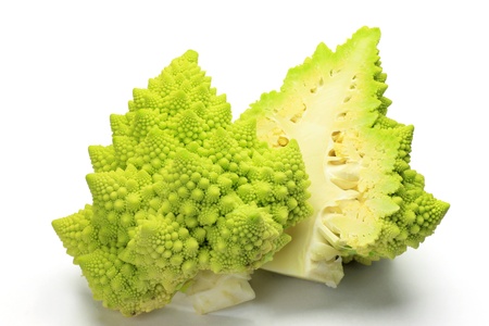 I photographed broccolo romanesco in a  white background.の写真素材