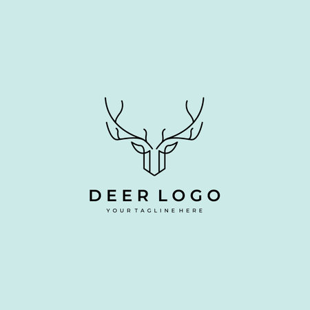 deer logo line art minimalist vector designのイラスト素材