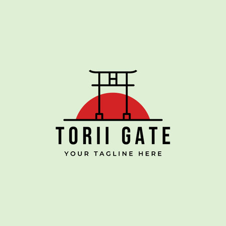 gate logo japanese culture vector symbol minimal illustration designのイラスト素材