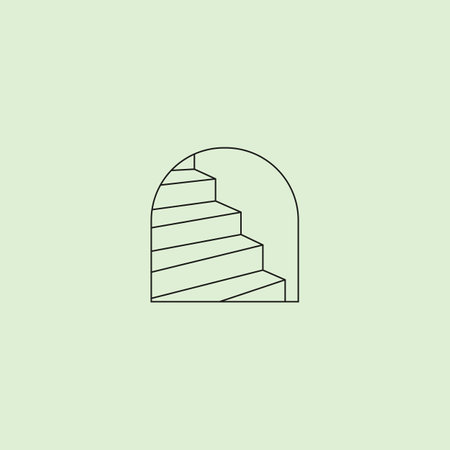 line art abstract stairs in the door nature  vector symbol illustration designのイラスト素材