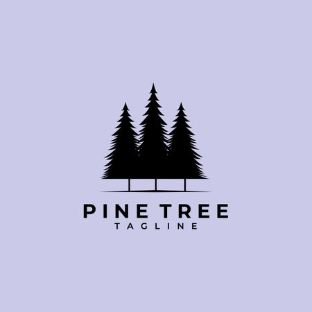 evergreen pine tree   vintage with river creek vector emblem illustration designのイラスト素材
