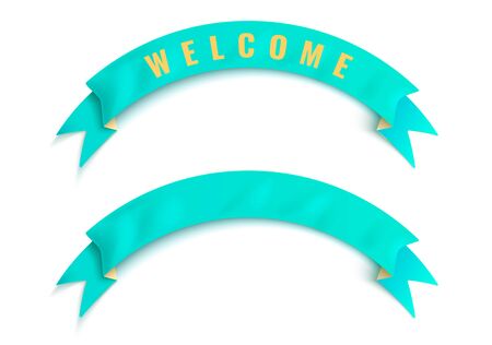 The turquoise ribbon with welcome wordのイラスト素材