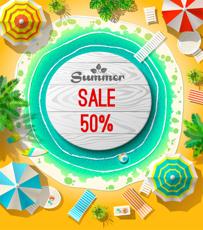 Summer sale announcement on beachのイラスト素材