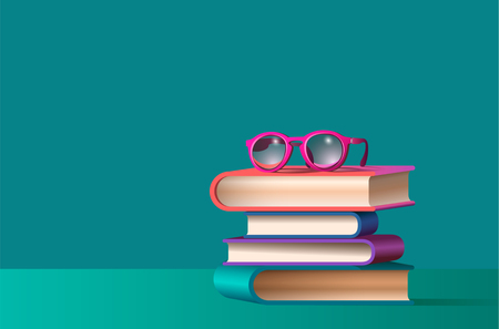 Glasses on stacked booksのイラスト素材