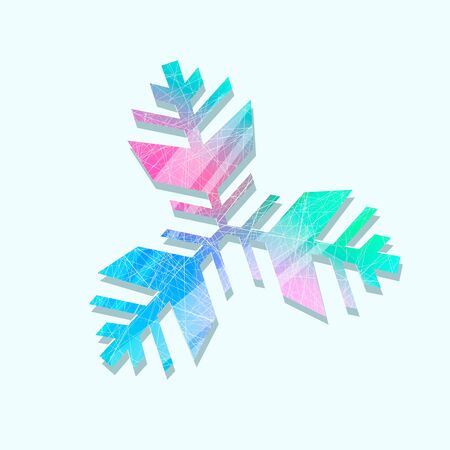Merry Christmas. Trendy snowflake made with colorful triangles composition.のイラスト素材