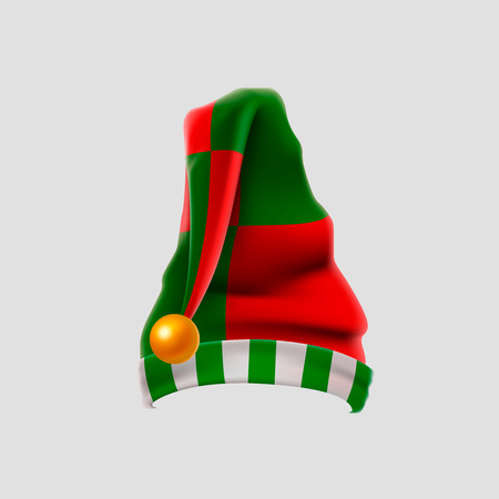 Realistic elf hat isolated on white backgroundの写真素材