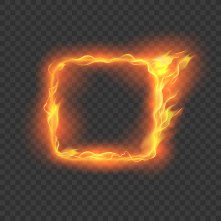 Fire Frame. Flame Transparent Design. Vector Illustrationのイラスト素材