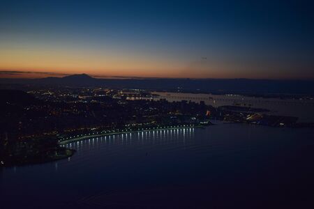 View of the city of riode janeiro at nightの写真素材
