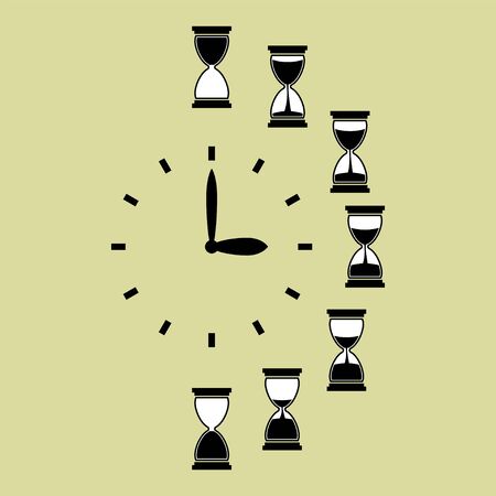 A set of hourglass showing minute intervals for minutesのイラスト素材