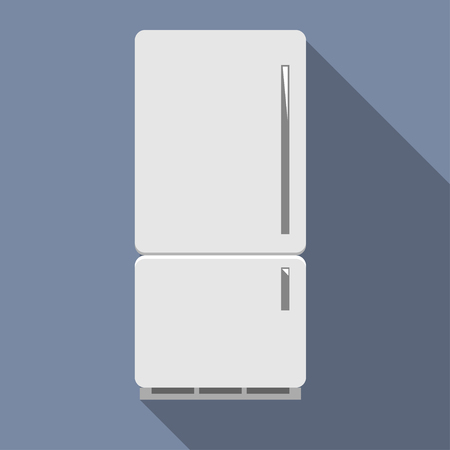Closed refrigerator with freezer. Vector illustration in flat style.の写真素材