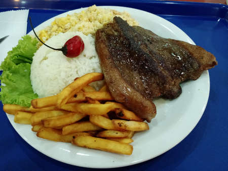 Steak and friesの写真素材