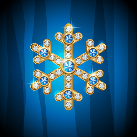 Gold jewelry snowflake with gemstones for celebratory designのイラスト素材