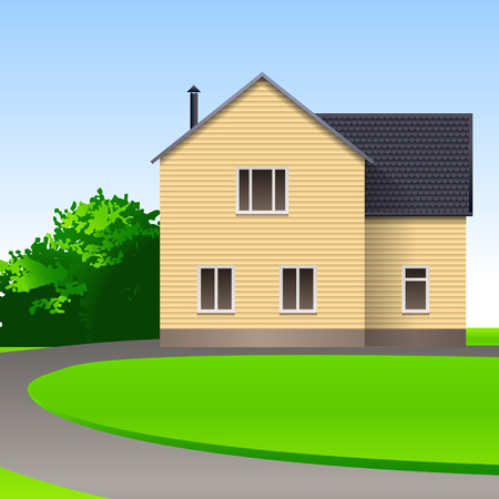 Background yellow country house illustrationのイラスト素材