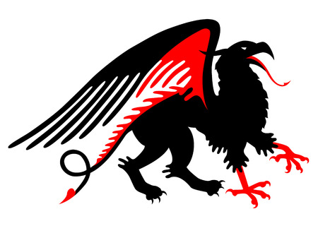 Medieval black griffin isolated on whiteのイラスト素材